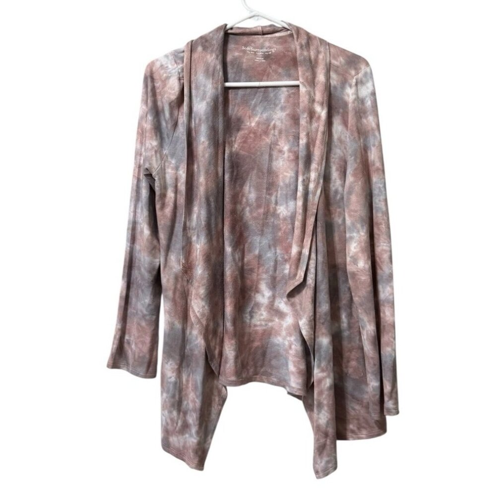 Soft Surroundings Tie Dye‎ Open Front Cardigan Sweater Size Medium Lightweight